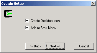 Cygwin Install - Create icons